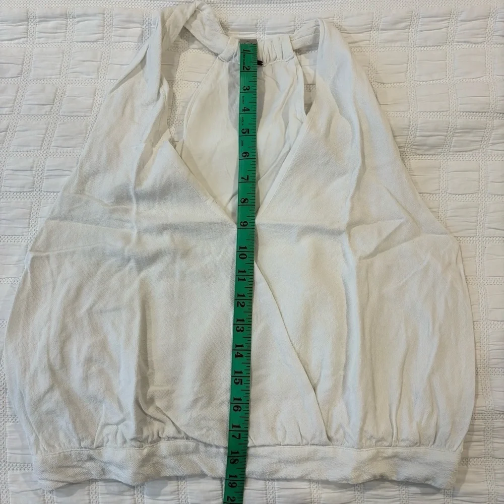 Free People Women’s Size Large Cream White Drapey Dreams Surplice Tank Top - Picture 9 of 10